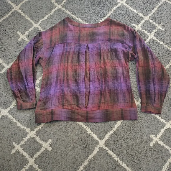 LIVERPOOL Bubble Sleeve Red/Purple Plaid Blouse Size S - Picture 6 of 9